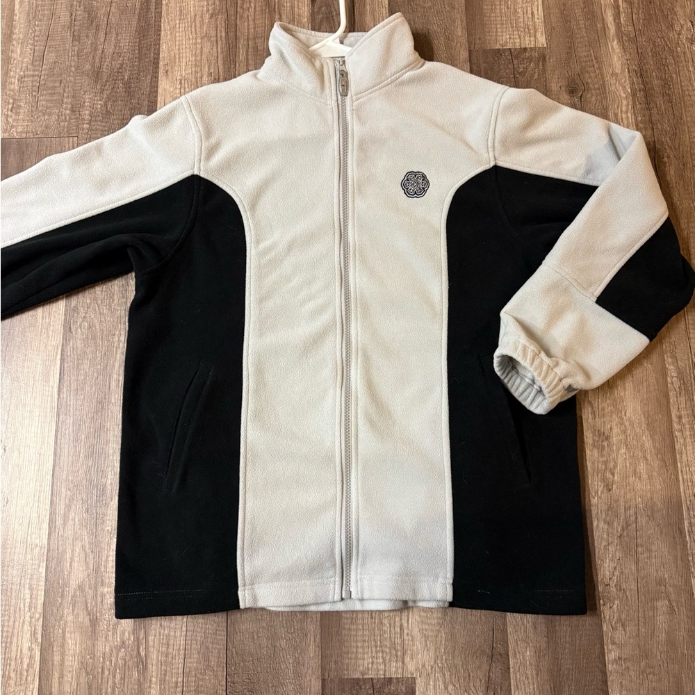 Black and Cream Zip-Up Jacket